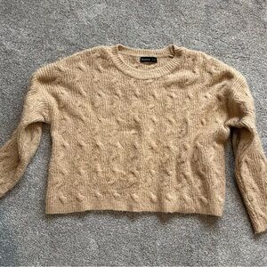 Stradivarius Sweater Womens Med Beige Cable Knit Pullover Soft Knit Cozy Cute